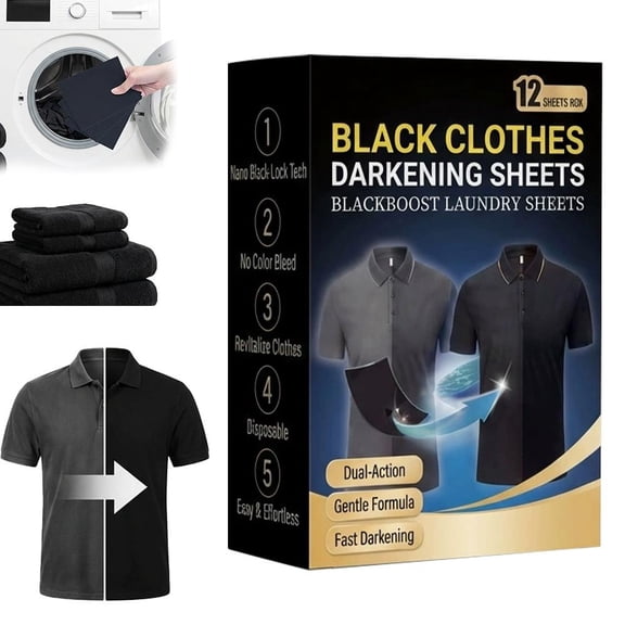 GINTBN Black Fabric Dye for Clothes,Black Natural Dye Garment Darkening Tablets Paint Tablets for Cotton Linen Jeans Rayon Silk,12 Sheets/Box