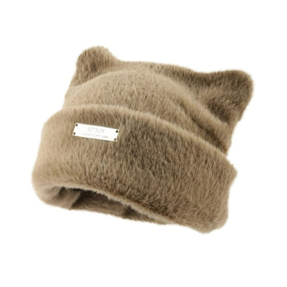 GINTBN Cat Ear Beanie for Women and Men, Winter Cute Cat Ear Beanie Hats Knit Thick Slouchy Soft Warm Cat Ears Hat Winter Outdoor V9N6