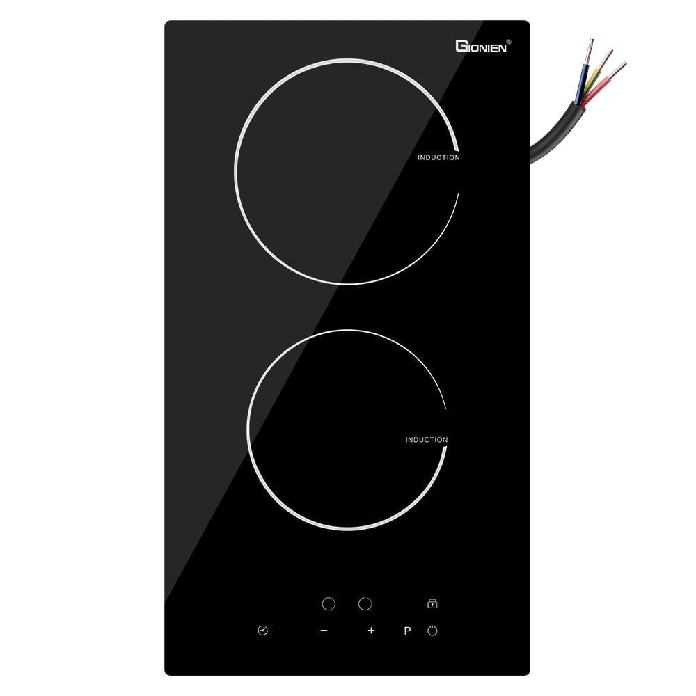GIONIEN 12 Inch Induction Cooktop, 2 Burners Built-in Electric Stove Top 3500W, 220–240V Hardwired Countertop Cooker, Touch Control, No Plug