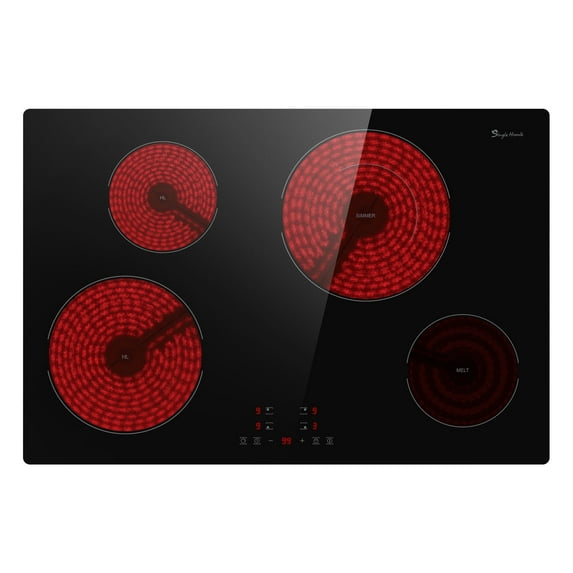 GIONIEN 30 Inch Electric Cooktop, 4 Burner Built-in Ceramic Glass Stove, Touch Control, 9 Power Levels, Child Lock, Timer, Overheat Protection, 220~240V Drop-in Electric Stove Top