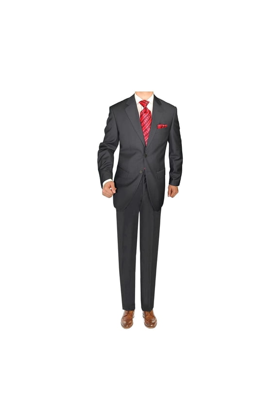Mens Suit Two Button Jacket Flat Front Pants 2 Piece Tux