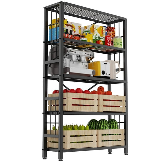 GIOTORENT 1500 lb Heavy Duty 5-Tier Garage Shelving Unit, Adjustable Metal Wire Storage Rack, 38"W x 14"D x 65.8"H, for Garage Basement Utility Room