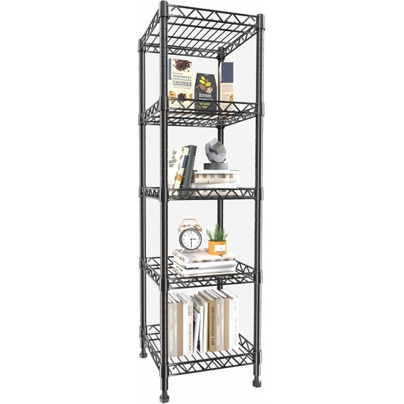 GIOTORENT 5 Tier Adjustable Height Metal Shelving Unit Black 11.8X11.8X50