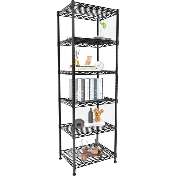 GIOTORENT 5 Tier Adjustable Height Metal Shelving Unit Black 11.8X11.8X50