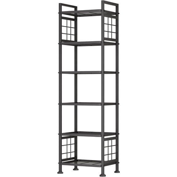 GIOTORENT 6-Wire Standing Storage Shelf for Bathroom Organizers and & Laundry Room Organization, Metal Shelving Unit Pantry Rack Kitchen Bathroom, Black