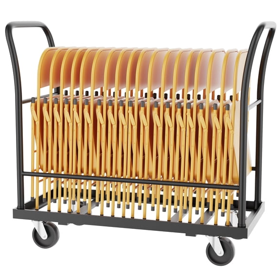 GIOTORENT Commercial Folding Chair Cart Dolly 300 lb Load, 18 Chair Capacity, Locking Wheels, L-Shape Storage for Banquet & Conference Rooms