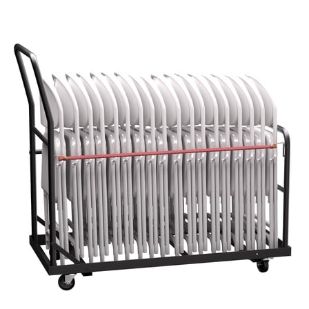 GIOTORENT Heavy-Duty Folding Chair Cart, L-Shape Vertical Storage Dolly for 25 Chairs, 300 LBS Load Capacity, Ideal for Commercial Events, Weddings, and Conferences, Matte Black