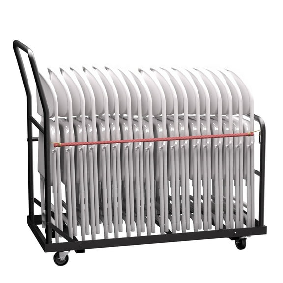 GIOTORENT Heavy-Duty Folding Chair Cart, L-Shape Vertical Storage Dolly for 25 Chairs, 300 LBS Load Capacity, Ideal for Commercial Events, Weddings, and Conferences, Matte Black