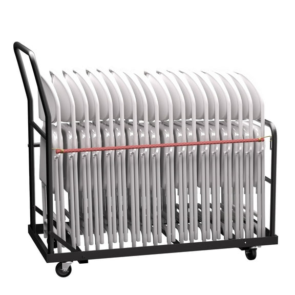 Folding Chair Cart with Wheels – Heavy Duty Rolling Chair Dolly Holds 25 Chairs, 300 lbs Capacity, Dual Handles Anti-Fall Design for Church, Weddings, Events & Conferences