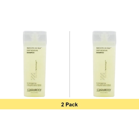 GIOVANNI COSMETICS Eco Chic Smooth As Silk Shampoo Deep Moisture Damaged Hair 8.5 Fl Oz - 2 Pack