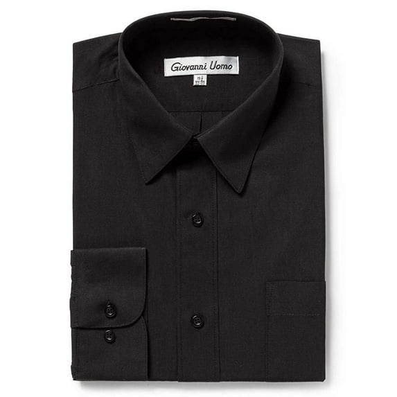 GIOVANNI UOMO Men's Traditional Fit Solid Color Dress Shirt Black 16.5 36/37