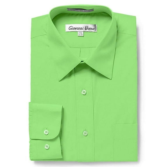GIOVANNI UOMO Men's Traditional Fit Solid Color Dress Shirt Lime Green 15 32/33