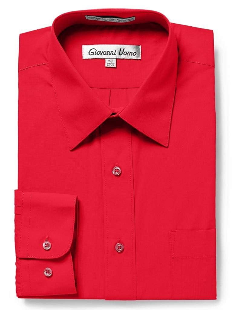 giovanni uomo dress shirt GIOVANNI UOMO Men's Traditional Fit Solid Color Dress Shirt French Blue 15.5 34/35