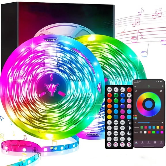 GIPOYENT Led Strip Lights, 16.4ft Rgb Music Sync App Remote, Usb for Bedroom Tv