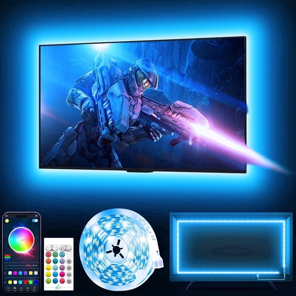 GIPOYENT 6.56ft LED Lights for 32-40 Inch TVs, RGB Backlight USB Powered, Bluetooth App & Remote, Music Sync for Bedroom Decor