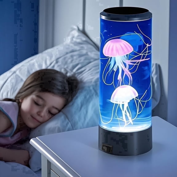 GIPOYENT Jellyfish Lamp, LED Jellyfish Aquarium Night Light, 7 Color Changing, USB & Battery Powered, Bedroom Ambient Decor