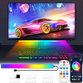 GIPOYENT RGB Gaming Monitor Light Bar, 16.53In LED Strip Lights for PC, 3 Control Modes (APP/Remote/Touch), Music Sync, Eye Care, USB Powered Gaming Lights for Desk Setup, Gaming Room Decor