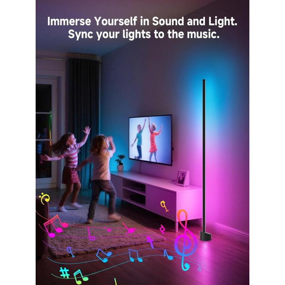 GIPOYENT Standing Floor Lamp, RGB LED Lamp with Music Sync, Smart App and Remote Control Ambience Light with Music Sync, LED Lamp with 16 Million Colors for Bedroom, Living Room Gaming Room