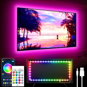 GIPOYENT TV LED Backlight, 13.12ft RGB Strip Lights for 43-65 Inch TVs, Bluetooth App & Remote Control, USB Powered Room Decor