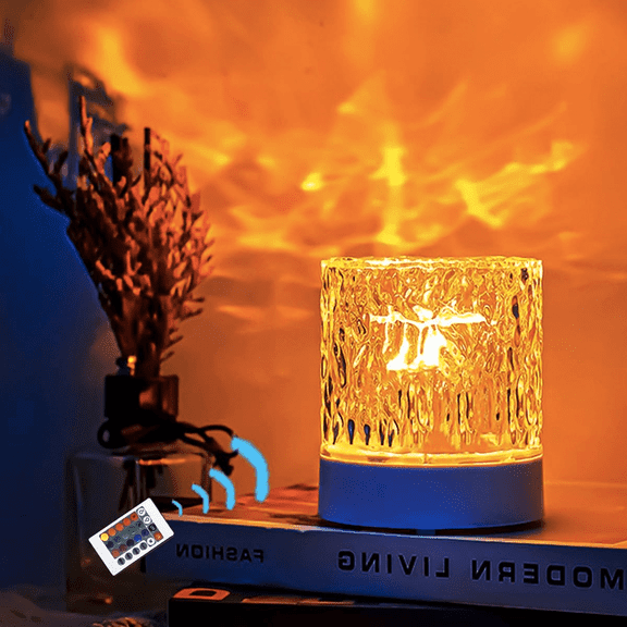 GIPOYENT Water Wave Lamp, 16 Colors Ocean Wave Projector Light, Remote & Touch Control, Dimmable Dynamic Ambient Light, USB Rechargeable Night Light for Bedroom, Living Room, Party, Home Decor