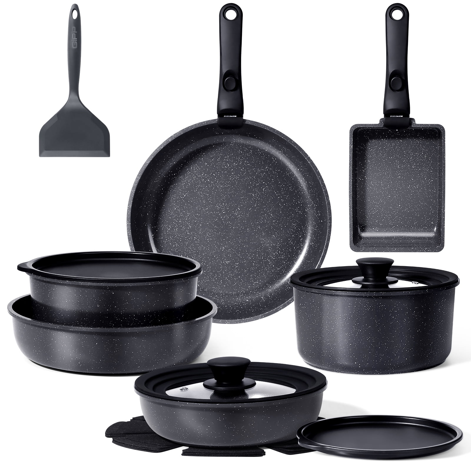 GIPP 17 Piece Large Size 11inch Ceramic Nonstick Pots and Pans Set ...