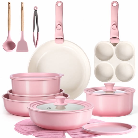 GIPP 21pcs Ceramic Cookware Sets, Pots and Pans Set Nonstick with Removable Handle, Oven & Dishwasher Safe,Induction Cookware, Kitchen Cooking Set for All Stoves