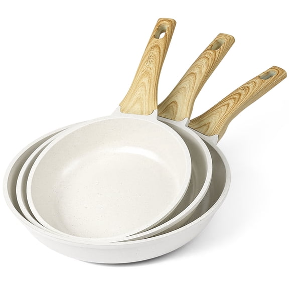 GIPP 3 Pcs Non Stick Frying Pan Set, 9.5”, 10”, 11” Ceramic Cookware with Induction Compatible,Dishwasher Safe,Kitchen Cooking Skillet Pans Set