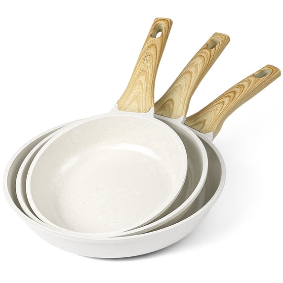 GIPP 3 Pcs Non Stick Frying Pan Set, 9.5”, 10”, 11” Ceramic Cookware with Induction Compatible,Dishwasher Safe,Kitchen Cooking Skillet Pans Set