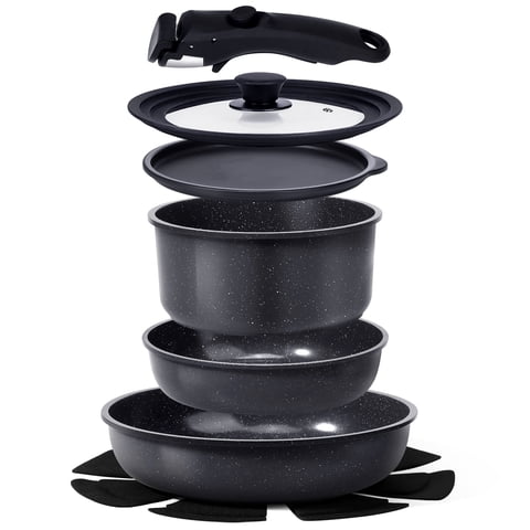 GIPP 8pcs Cookware Sets with Removable Handle, Ceramic Cookware Sets Oven & Dishwasher Safe,Pots and Pans Set Non Stick,Induction Cookware,Kitchen Cooking set