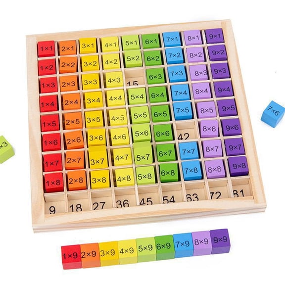 GIPQJK 1pc Color Multiplication Board Wooden Math Learning Toy Rainbow Hundred Number Chart Early Education Digital Cognition Aid for Kids Elementary School champagne color