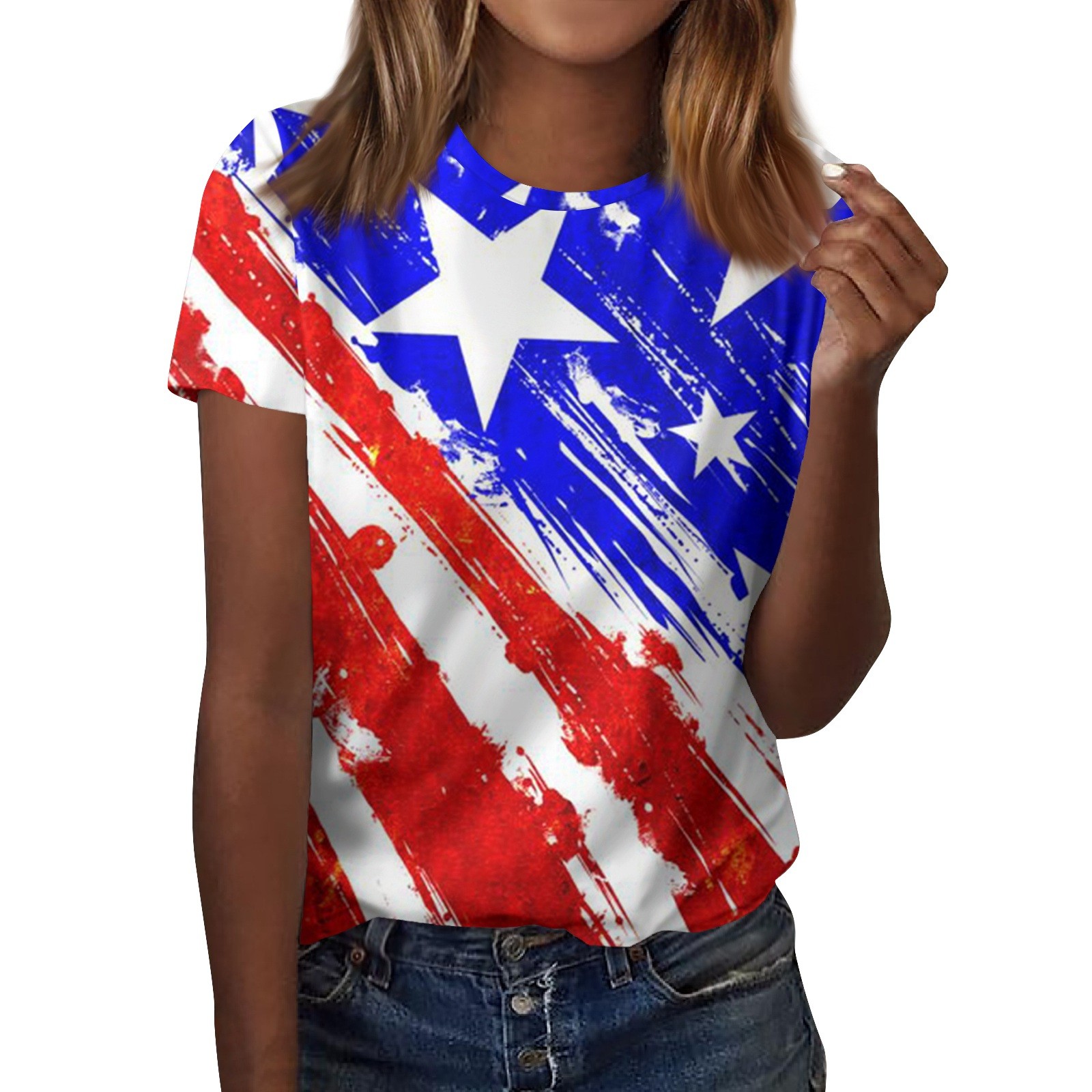 GIPQJK 4th Of July Summer Tunic Tops for Women Star Stripes American ...