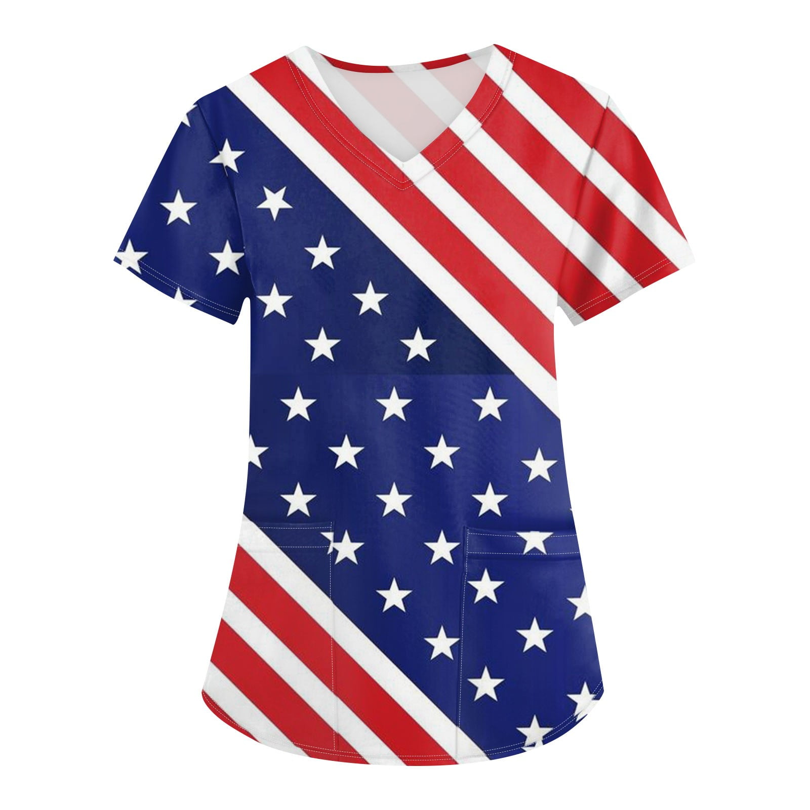 GIPQJK American Flag Independence Day Medical Scrubs for Women Stretch