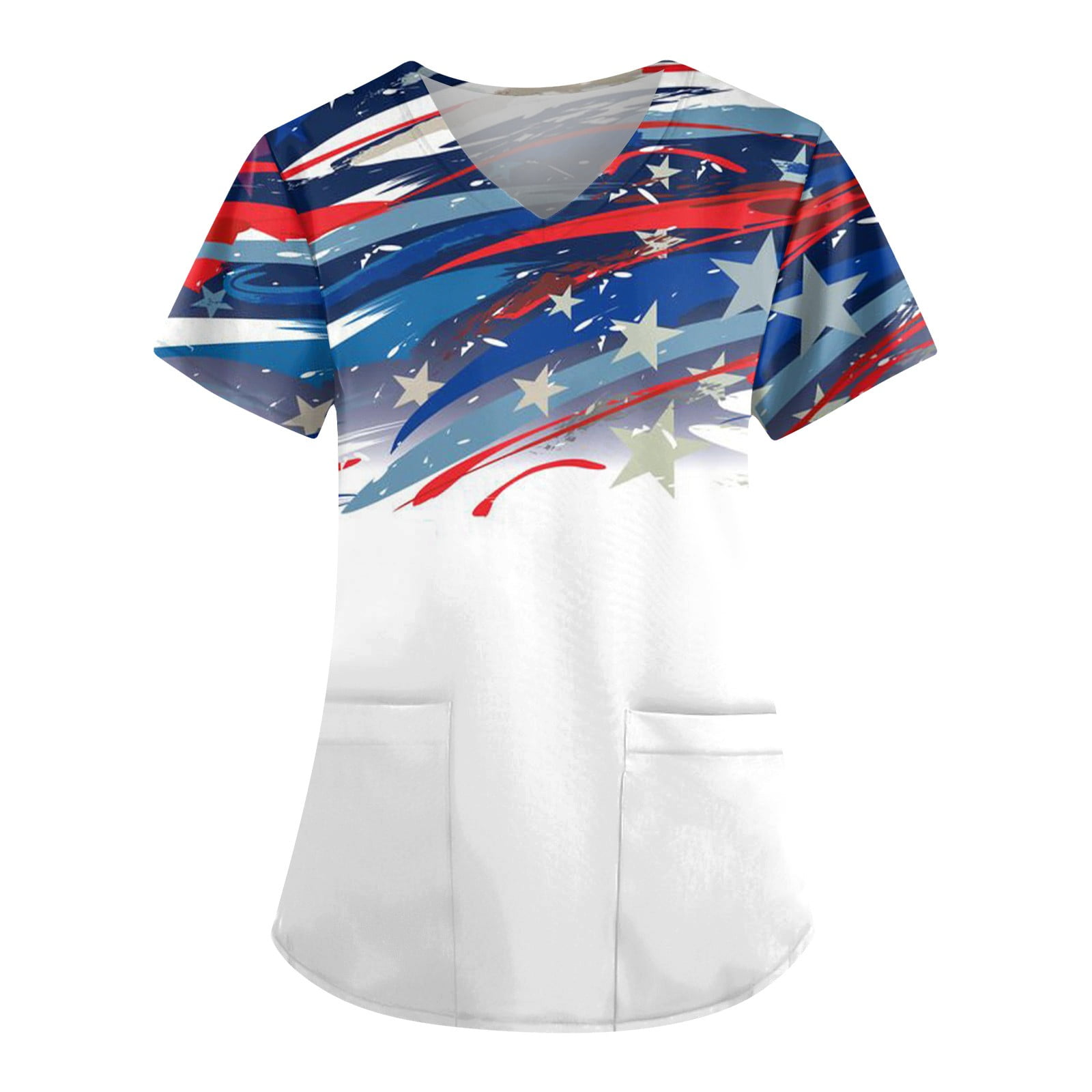 GIPQJK American Flag Independence Day Medical Scrubs for Women Stretch