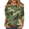 thumbnail image 1 of GIPQJK Business Sweatshirts Tops for Women 2024 Vacation Trendy Crewneck Loose Fit Sexy Blouses Plus Size 3/4 Sleeve Camo Print Casual Basic Pullover Mint Green,3XL, 1 of 5