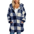 thumbnail image 1 of GIPQJK Plaid Jacket for Woman Plus Size Lined Plaid Zip Up Shacket Jacket Oversized Fuzzy Open Front Cardigan Sweater with Pockets,Blue XL, 1 of 4