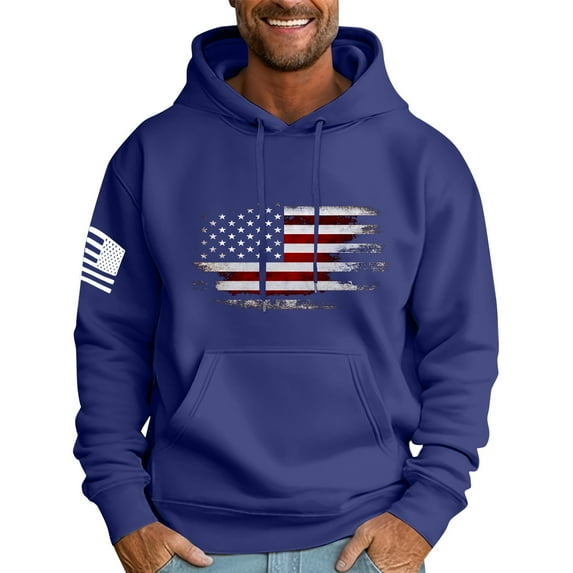 GIPQJK Graphic Hoodies for Men American Flag Print Hooded Sweatshirts Aztec Cowboy Western Hoodie Plus Size Hoodies Pullover with Pockets,Royal Blue 2XL