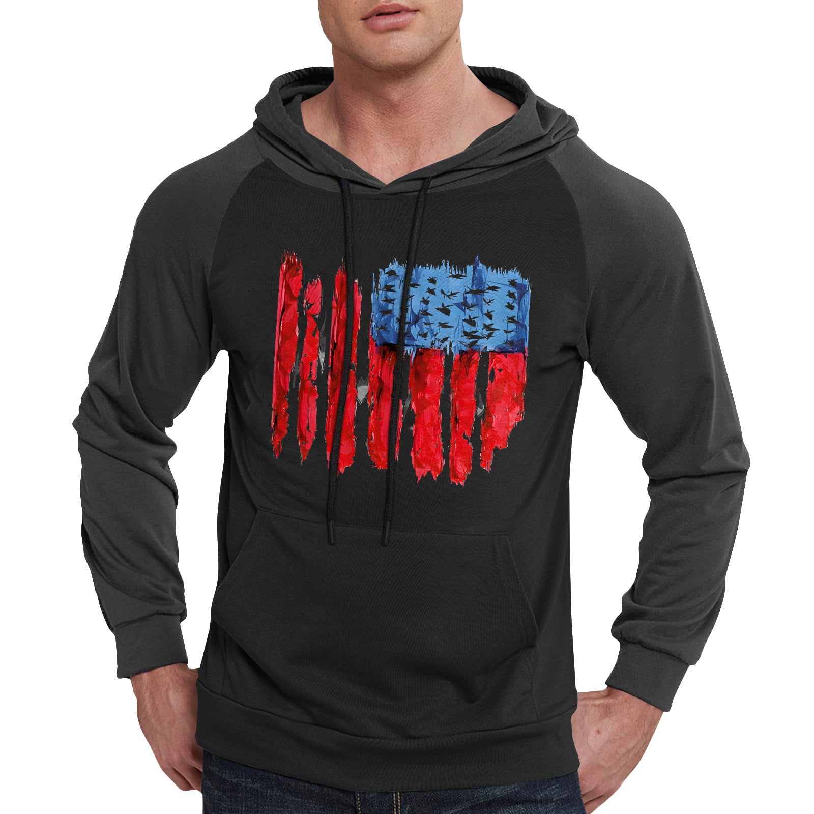 Men's American Flag Graphic Hoodie - Patriotic Pullover Sweatshirt With Pocket, Loose Fit