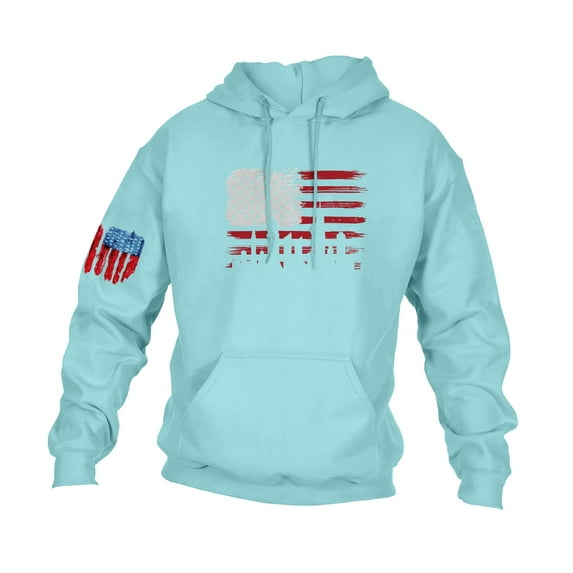 GIPQJK Graphic Hoodies for Men Usa Flag Sweatshirts 2024 Fall This We'll Defend Flag Pullover Tops with Pockets,Sky Blue XL