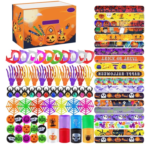 GIPQJK Halloween Toy Set for Kids Party Favors, Bulk Assorted Small Prizes Goodie Bag Fillers Classroom Rewards Treats Gift Box 1 * Toy gift box Orange
