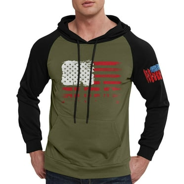 GIPQJK Hoodies for Men 4x-5x Merican Flag Design Long Sleeve Hooded Sweatshirts Loose Fit Patriotic Pullover Tops Usa Flag Hoodies Sweatshirts with Pockets,Green 2XL