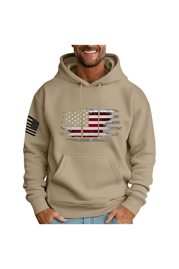 Men's Graphic Hoodies Usa Flag Hooded Sweatshirts Vintage Western Aztec Ethnic Hoodie Big and Tall Hoodies Pullover with Pockets,Camel 2XL