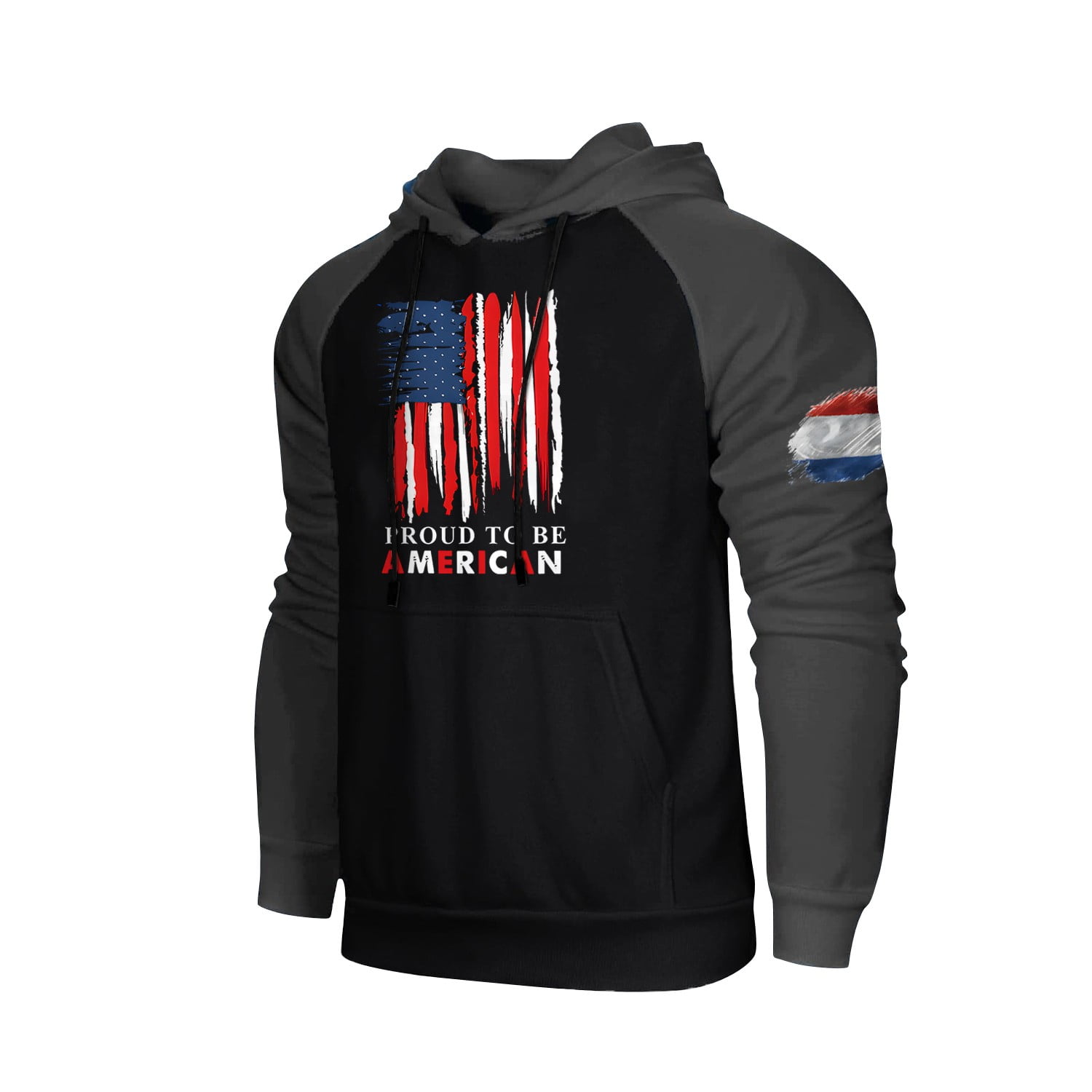 GIPQJK Graphic Hoodies for Men American Flag Hooded Sweatshirts Multicolor Panel Pullover Tops Big and Tall Usa Flag Design Patriotic Hoodies Sweatshirts with Pockets,Dark Gray 4XL