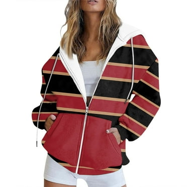 GIPQJK Hoodies for Women 2024 Fall Full Zip Up Long Sleeve Sweatshirts Floral Print Jackets Hooded Winter Clothes with Pockets,Wine S