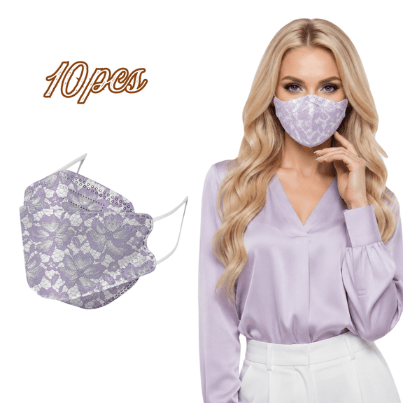 GIPQJK KF94 Mask Purple 10 Pack Breathable Dust Protection for Adults Indoor Outdoor Use with Elastic Ear Loops Disposable Face Covering