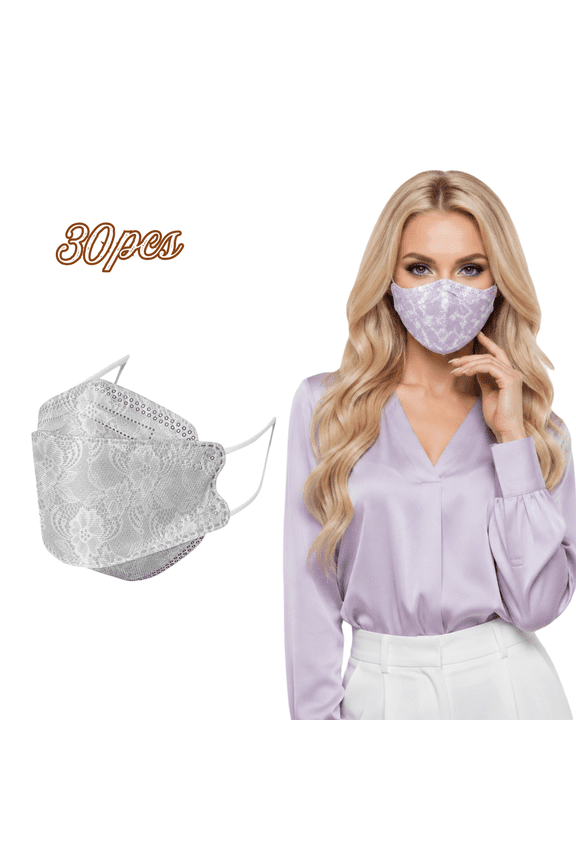 GIPQJK KF94 Mask White 30 Pack Protective Face Mask for Dust Pollen Allergens Breathable Cone Design with Elastic Ear Loops for Adults Outdoor Indoor Use