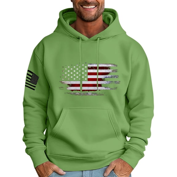 GIPQJK Men's Graphic Hoodies American Flag Design Hooded Sweatshirts 2024 Fall Trendy Hoodie Plus Size Pullover Tops with Pockets,Green 4XL