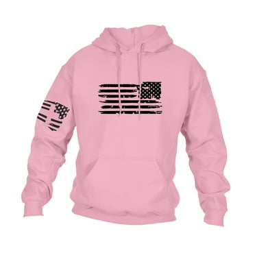 GIPQJK Men's Graphic Hoodies American Flag Design Sweatshirts Plus Size This We'll Defend Hoodies Pullover with Pockets,Pink M