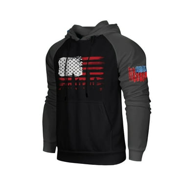 GIPQJK Men's Graphic Hoodies American Flag Hooded Sweatshirts Multicolor Panel Pullover Tops 2024 Spring Trendy Usa Flag Design Patriotic Hoodies Sweatshirts with Pockets,Black 5XL