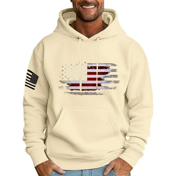 GIPQJK Men's Graphic Hoodies American Flag Print Hooded Sweatshirts Vintage Western Aztec Ethnic Hoodie Big and Tall Long Sleeve Tops with Pockets,Khaki 5XL