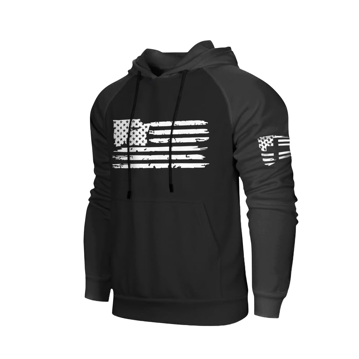 GIPQJK Men's Hoodies 4x-5x American Flag Print Long Sleeve Hooded Sweatshirts Big and Tall Patriotic Pullover Tops Usa Flag Hoodies Sweatshirts with Pockets,Gray XL